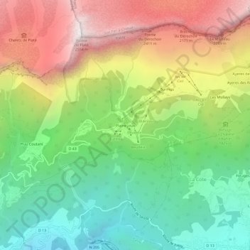 Topografische Karte Plaine Joux, Höhe, Relief