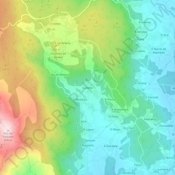 Topografische Karte Luneda, Höhe, Relief