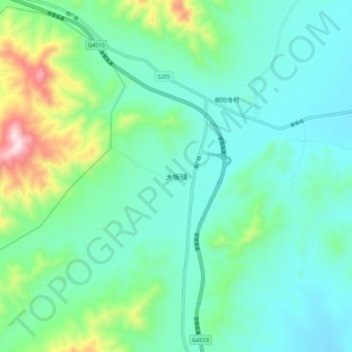 Topografische Karte 大板镇, Höhe, Relief