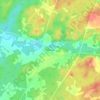 Topografische Karte Hishult, Höhe, Relief