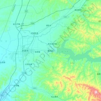 Topografische Karte 清河区, Höhe, Relief