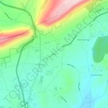 Topografische Karte Alpha, Höhe, Relief