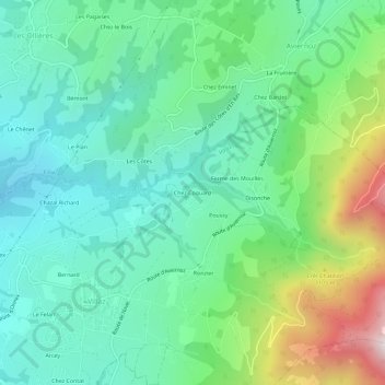 Topografische Karte Chez Coquard, Höhe, Relief