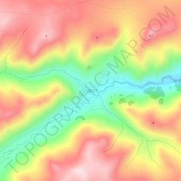 Topografische Karte 八郎村, Höhe, Relief