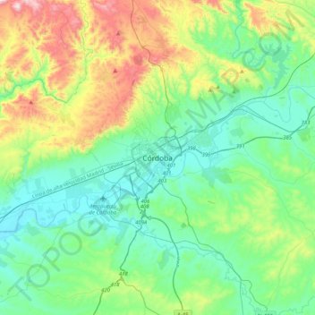 Topografische Karte Córdoba, Höhe, Relief