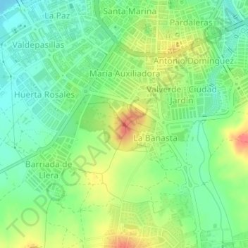Topografische Karte Cerro del Viento, Höhe, Relief