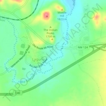 Topografische Karte Rio Grande Rift Historical Marker, Höhe, Relief