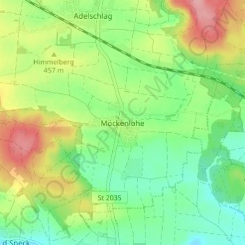 Topografische Karte Möckenlohe, Höhe, Relief