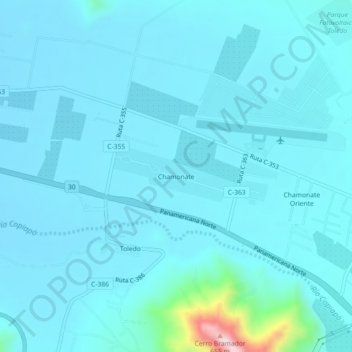 Topografische Karte Chamonate, Höhe, Relief