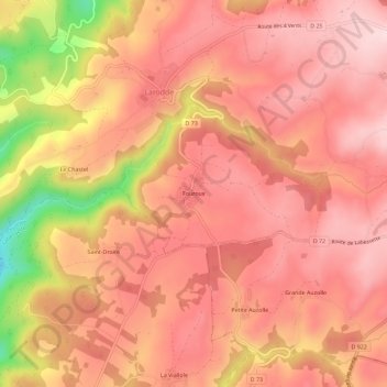 Topografische Karte Fouroux, Höhe, Relief