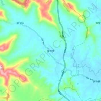 Topografische Karte 福德镇, Höhe, Relief