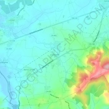 Topografische Karte Castanedo, Höhe, Relief