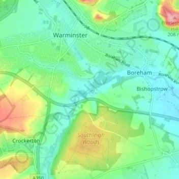 Topografische Karte Henfords Marsh, Höhe, Relief