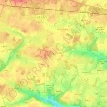 Topografische Karte Le Quily, Höhe, Relief