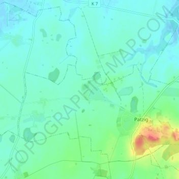 Topografische Karte Woorke, Höhe, Relief