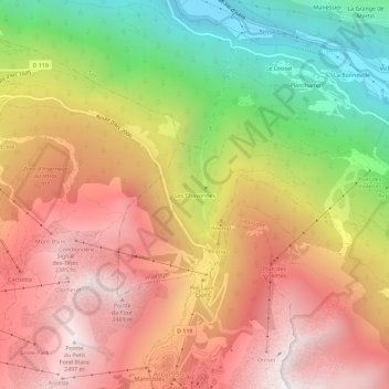 Topografische Karte Les Chavonnes, Höhe, Relief
