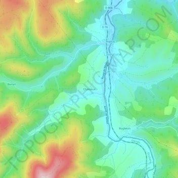 Topografische Karte Chaniaux, Höhe, Relief