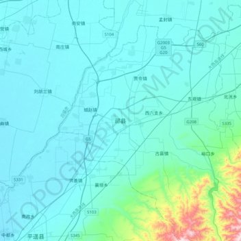 Topografische Karte 祁县, Höhe, Relief