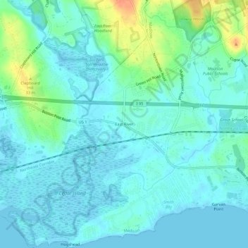 Topografische Karte East River, Höhe, Relief