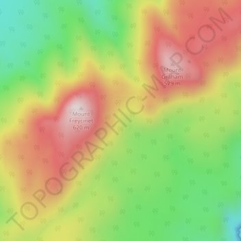 Topografische Karte Freycinet Peninsula, Höhe, Relief