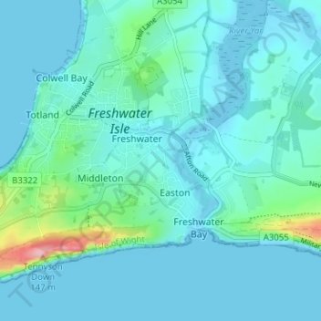 Topografische Karte New Village, Höhe, Relief