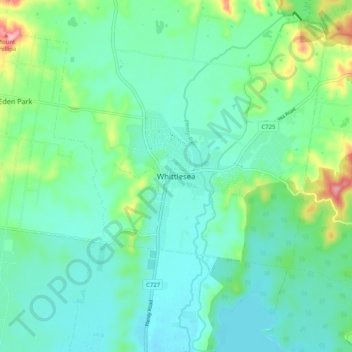Topografische Karte Whittlesea, Höhe, Relief