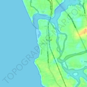 Topografische Karte Elathur, Höhe, Relief