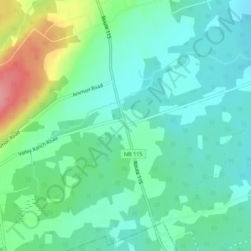 Topografische Karte Irishtown, Höhe, Relief