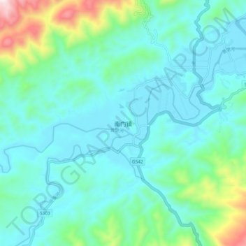 Topografische Karte 南门镇, Höhe, Relief