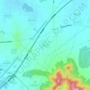 Topografische Karte 桥头村, Höhe, Relief