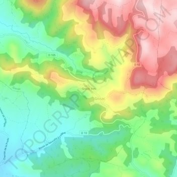 Topografische Karte Gissac Bas, Höhe, Relief