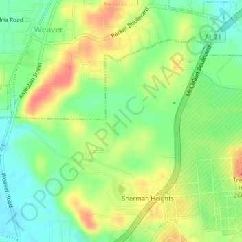 Topografische Karte Harper Number One Dam, Höhe, Relief