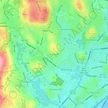 Topografische Karte June Street, Höhe, Relief