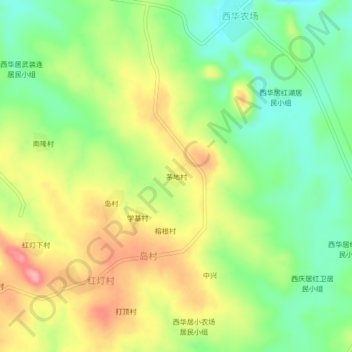 Topografische Karte 茅地村, Höhe, Relief