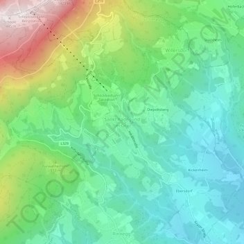 Topografische Karte Sankt Radegund bei Graz, Höhe, Relief
