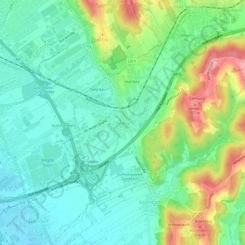 Topografische Karte Raaba, Höhe, Relief