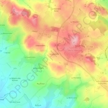 Topografische Karte La Louisière, Höhe, Relief