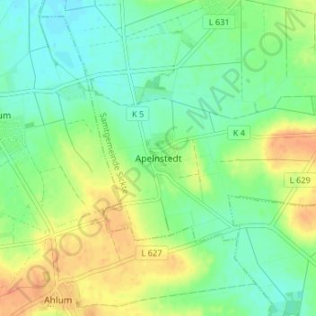 Topografische Karte Apelnstedt, Höhe, Relief