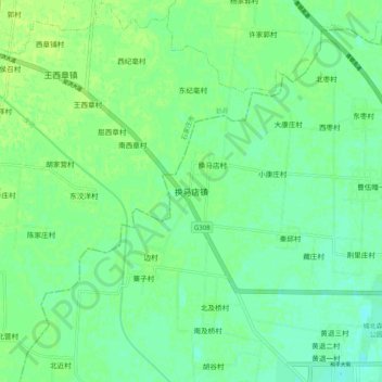 Topografische Karte 换马店镇, Höhe, Relief