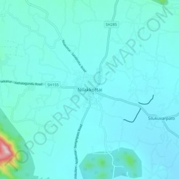 Topografische Karte Nilakkottai, Höhe, Relief