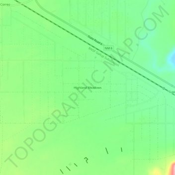 Topografische Karte Highland Meadows, Höhe, Relief