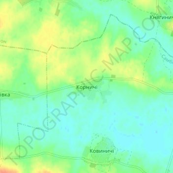 Topografische Karte Корничі, Höhe, Relief