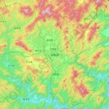 Topografische Karte 岳西县, Höhe, Relief