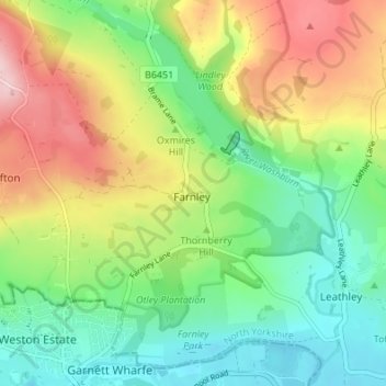 Topografische Karte Farnley, Höhe, Relief