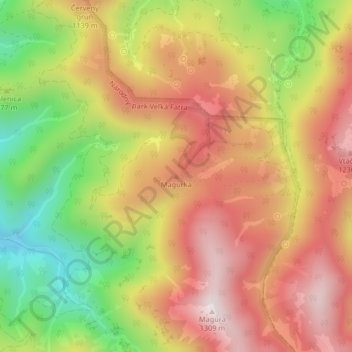 Topografische Karte Magurka, Höhe, Relief