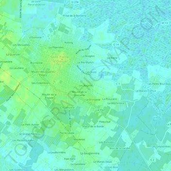 Topografische Karte Les Bagnes, Höhe, Relief