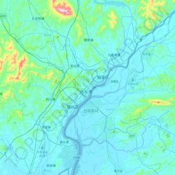 Topografische Karte 元宝区, Höhe, Relief