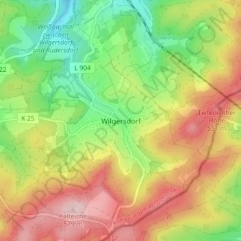 Topografische Karte Wilgersdorf, Höhe, Relief