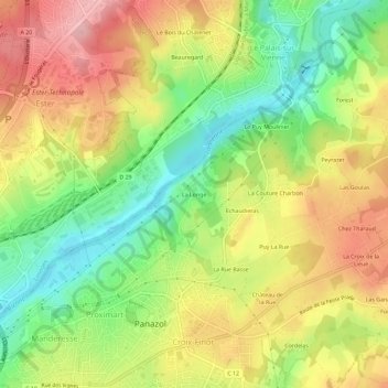 Topografische Karte La Longe, Höhe, Relief