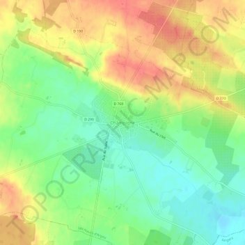 Topografische Karte Champigné, Höhe, Relief